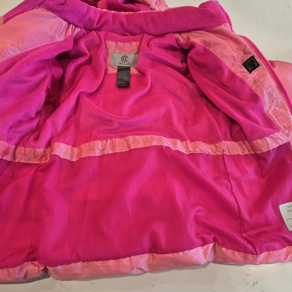 Champion Pink Hooded Quilted  Puffer Coat Jacket Kids Girls M 7-8